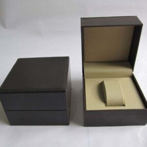 High Quality Custom Logo Black Leather Packaging Box for Single Watch
